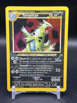 Pokemon TCG Tyranitar Neo Discovery Holo Rare 12/75 English WOTC MP - Image 1