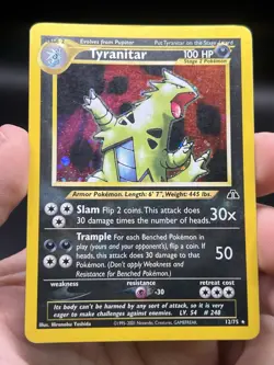 Pokemon TCG Tyranitar Neo Discovery Holo Rare 12/75 English WOTC MP - Image 3