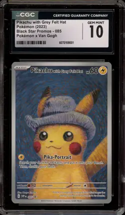 Pokemon Pikachu with Grey Felt Hat Van Gogh Full Art Promo SVP EN 085 CGC 10 - Image 1