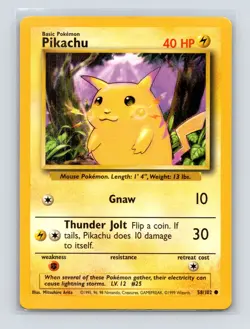 Pokemon TCG Pikachu 058/102 Base Set Normal LP - Image 1