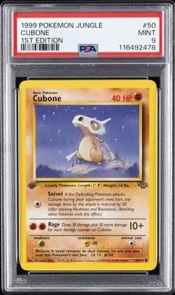1999 POKEMON JUNGLE 1ST ED #50 CUBONE PSA 9 - Image 1