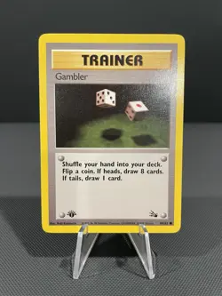 Pokemon Card 1ST EDITION Gambler Trainer Fossil 60/62 WotC Vintage 1999 NM - Image 1