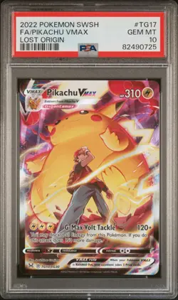 2022 POKEMON SWORD & SHIELD LOST ORIGIN #TG17 FULL ART/PIKACHU VMAX PSA 10 - Image 1