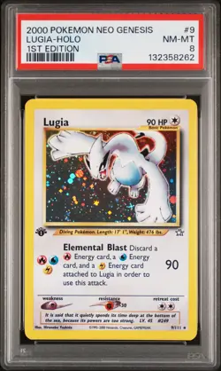 2000 POKEMON NEO GENESIS 1ST ED #9 LUGIA-HOLO PSA 8 - Image 1