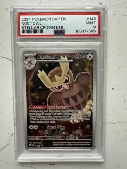Noctowl Black Star Promo 141 Pokemon Scarlet & Violet Stellar Crown PSA 9 - Image 1