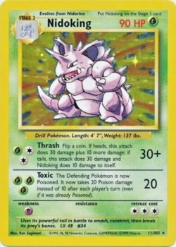 Pokemon TCG - Nidoking 11/102 - Holo Unlimited - Base Set [Moderately Played] - Image 1