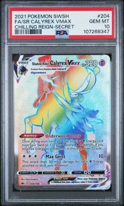 SHADOW RIDER CALYREX VMax #204 PSA 10 • 2021 SWSH Secret Chilling Reign Pokemon - Image 1