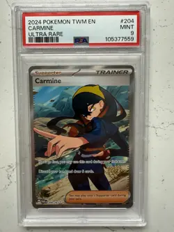 Carmine 204/167 Pokemon Scarlet & Violet Twilight Masquerade Ultra Rare PSA 9 - Image 1