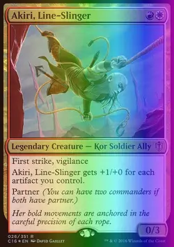 MTG Magic the Gathering Akiri, Line-Slinger (26/392) Commander 2016 LP FOIL - Image 1