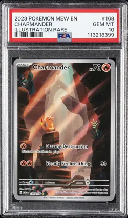 2023 POKEMON MEW EN-151 ILLUSTRATION RARE #168 CHARMANDER PSA 10 - Image 1