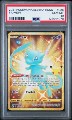 PSA 10 Gem Mint Pokemon 2021 Mew Secret Rare Celebrations Gold #25 025/025 - Image 1