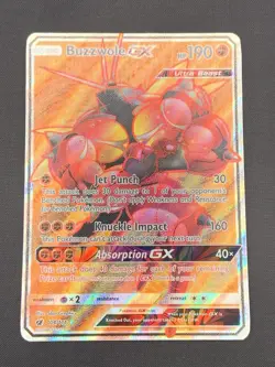 Pokemon TCG Buzzwole GX Holo Secret Rare 104/111 Crimson Invasion Lightly Played - Image 1
