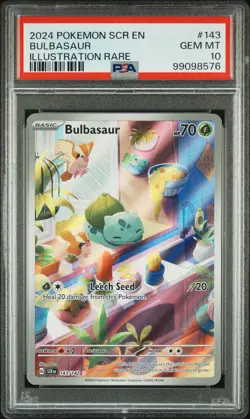 2024 POKEMON SCR EN-STELLAR CROWN ILLUSTRATION RARE #143 BULBASAUR PSA 10 - Image 1