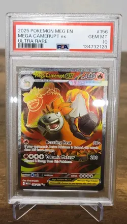 2025 POKEMON MEG EN-MEGA EVOLUTION ULTRA RARE #156 MEGA CAMERUPT EX PSA 10 - Image 1