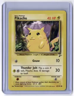 Pikachu 087/130 Common Normal NM Pokemon Base Set 2 - Image 1