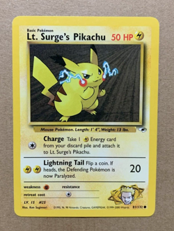 Lt. Surge's Pikachu 81/132 Gym Heroes - Common Pokemon Card - NM - Image 1