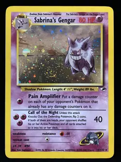 2000 Pokemon Gym Heroes Sabrina's Gengar Holo #14/132 - Rare Swirl - Image 1