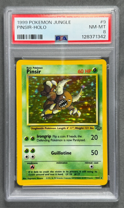 1999 Pokemon Jungle #9 Pinsir Holo 9/64 Base Set Series RARE Card PSA 8 - Image 1