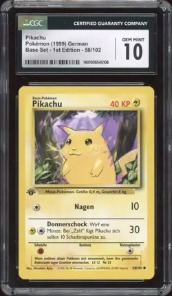 1999 Pokemon GERMAN 1st Edition Base Set 14 Cards Lot CGC 10 GEM MINT - Image 5