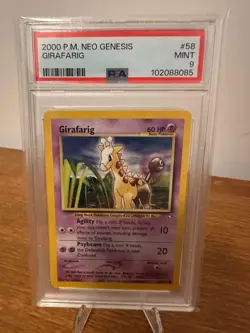 PSA 9 Girafarig 58/111 Neo Genesis Pokemon Card 2000 - Image 1