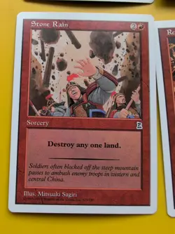 4 Red card Burning Fields, Renagade troops,stone rain Portal Three Kingdoms.MTG - Image 3