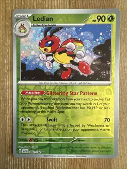 Ledian 003/142 Stellar Crown Reverse Holo Pokemon Card NM - Image 1