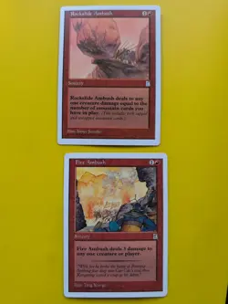 Rockslide Ambush & Fire Ambush Portal Three Kingdoms. Vintage P3K MTG 2 Card. - Image 1