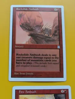 Rockslide Ambush & Fire Ambush Portal Three Kingdoms. Vintage P3K MTG 2 Card. - Image 4
