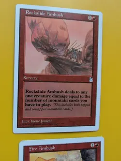 Rockslide Ambush & Fire Ambush Portal Three Kingdoms. Vintage P3K MTG 2 Card. - Image 5