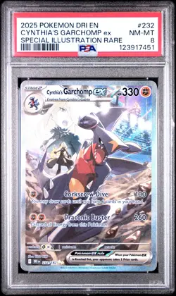 2025 POKEMON DRI EN-DESTINED RIVALS #232 CYNTHIA'S GARCHOMP EX PSA 8 - Image 1