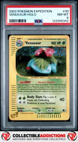 2002 Pokemon Expedition #30 Venusaur Holo Swirl PSA 8 - Image 1