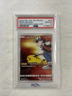 2018 Japanese Pokemon SM Promo Red’s Pikachu PM Center 270/SM-P PSA 10 Free Ship - Image 1