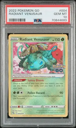 Pokemon Go Radiant Venusaur 2022 PSA Gem MT 10 #004/078 - Image 1