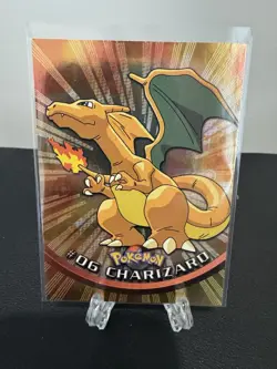 1999 Topps #06 Charizard Holo Foil TV Animation Series 1 Pokemon Black Logo NM - Image 1