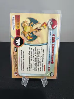 1999 Topps #06 Charizard Holo Foil TV Animation Series 1 Pokemon Black Logo NM - Image 2