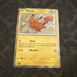 Pokemon TCG Pikachu TCG Holo Shiny Rare Card Paldean Fates 131/091 - Image 1