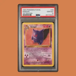 Pokemon Card Gengar 20/62 Rare 1st Edition Fossil Set PSA 10 GEM MINT - Image 1