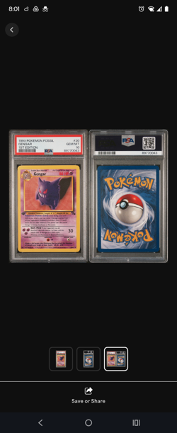 Pokemon Card Gengar 20/62 Rare 1st Edition Fossil Set PSA 10 GEM MINT - Image 3