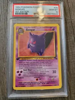 Pokemon Card Gengar 20/62 Rare 1st Edition Fossil Set PSA 10 GEM MINT - Image 4