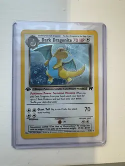 Pokemon Dark Dragonite TCG Team Rocket Holo Rare Card 5/82 1999 First Edition - Image 1