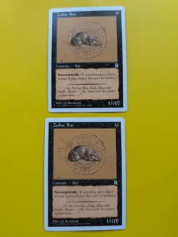 Zodiac Rat x2 Creature Portal Three Kingdoms. Vintage P3K MTG 2 Card. - Image 1