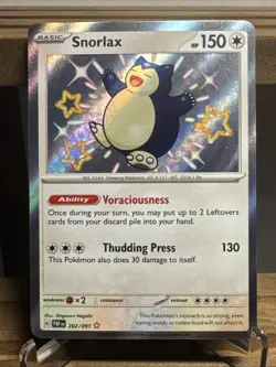 Pokemon Snorlax TCG Baby Shiny Holo Card 202/091 Paldean Fates Mint Condition - Image 1