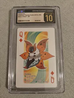 POP 6 CGC Pristine 10 2012 Pokemon Playing Cards Volcarona Queen of Diamonds - Image 1