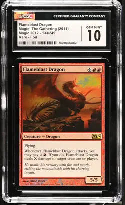 FLAMEBLAST DRAGON 2012 Core Set Foil Rare CGC 10 Gem Mint MTG [Nostalgium] - Image 1