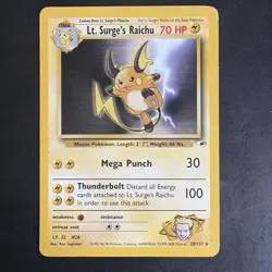 Pokemon Vintage Non-Holo Rare Lt. Surge's Raichu 28/132 Gym Heroes WotC - Image 1