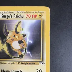 Pokemon Vintage Non-Holo Rare Lt. Surge's Raichu 28/132 Gym Heroes WotC - Image 3