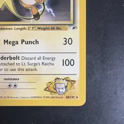 Pokemon Vintage Non-Holo Rare Lt. Surge's Raichu 28/132 Gym Heroes WotC - Image 4