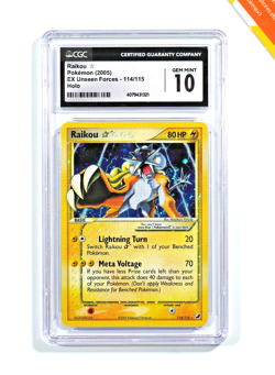 Pokemon CGC 10 Raikou Gold Star #114 Holo Ex Unseen Forces 2005 English - Image 1