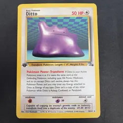 Pokemon Vintage 1st Edition Non-Holo Rare Ditto Fossil 18/62 WotC 1999 - Image 1