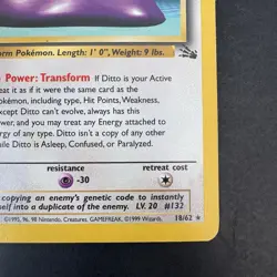 Pokemon Vintage 1st Edition Non-Holo Rare Ditto Fossil 18/62 WotC 1999 - Image 4